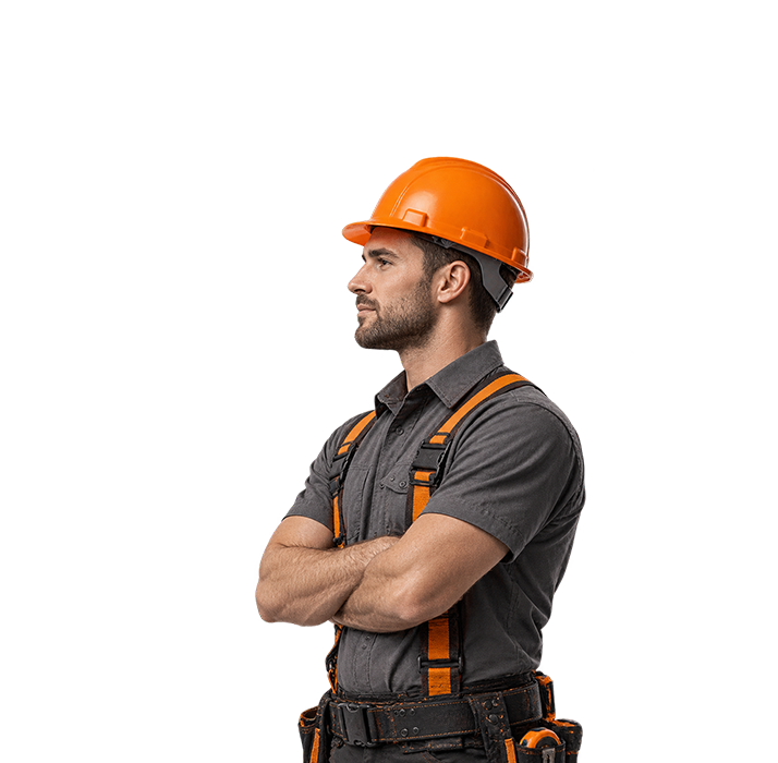 Bellgrip home repair technician in an orange hard hat