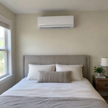 Ductless mini-split unit on a bedroom wall