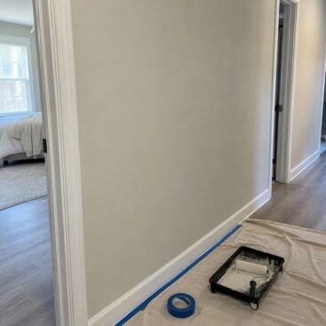 Freshly painted hallway wall